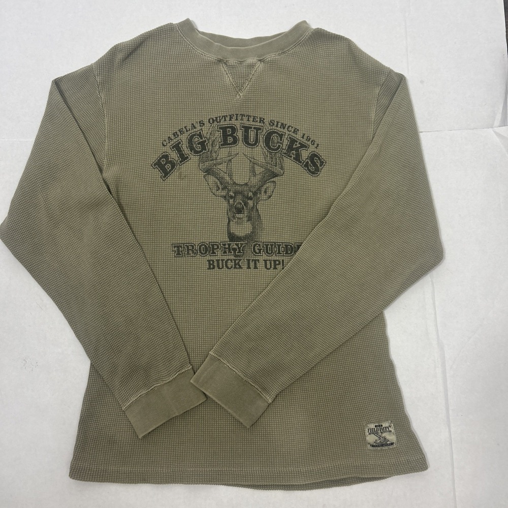 Vintage Y2K Field Duty Big Bucks Waffle Knit Thermal Grunge Shirt Size Casual  M